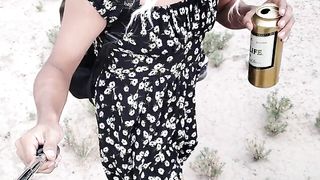 glorious transgirl camina en publico con minifalda y sandalias muy caliente