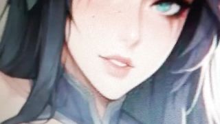 deep throating large chisel and venoza anime porn trans and smooching her throat, macro shot