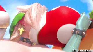 FUTA Goddess Peach spunking from fellate dt 3 DIMENSIONAL toon