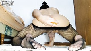 Individual flash bunny Femboy escort in fishnet tights and stilettos dances and humps a carrot for you ♡