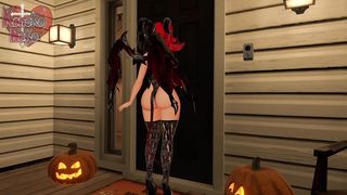 Lil' succubus gets the finest Halloween handle!!!