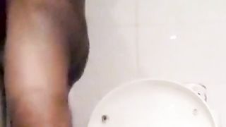 Sissy femboy pulverizing ejaculation risky public wc Commode