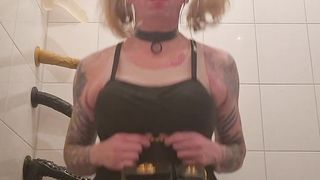 Sissy Bunny jumps on fake penis