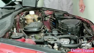 Tgirl Luana Alves Entices a Van Mechanic Into Shagging Her Ass