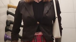 Sissy college girl is back railing the faux-cock