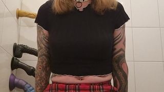 Sissy college girl is back railing the faux-cock