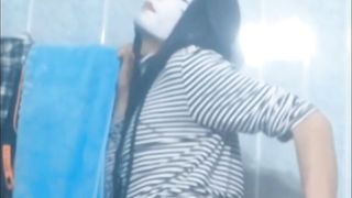 Lovely Femboy bare in Douche pummel her Diminutive Arse