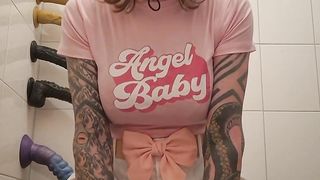 Girly sissy breezy enjoy's her fake penis rail