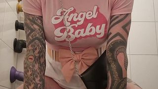 Girly sissy breezy enjoy's her fake penis rail