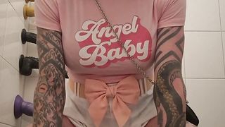 Girly sissy breezy enjoy's her fake penis rail