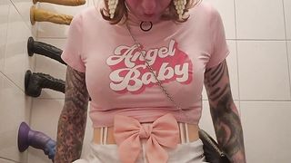 Girly sissy breezy enjoy's her fake penis rail