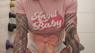 Girly sissy breezy enjoy's her fake penis rail