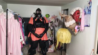 vinyl Halloween Sundress and Casual Gasmask Breathplay
