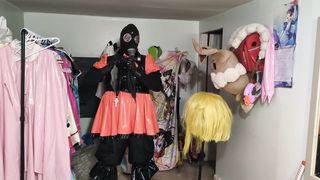 vinyl Halloween Sundress and Casual Gasmask Breathplay