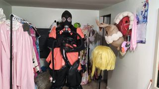vinyl Halloween Sundress and Casual Gasmask Breathplay