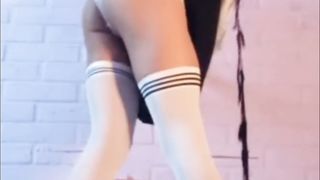 Nice Femboy in Socks enjoy her Diminutive Bum