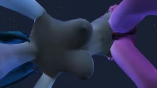 A molten pair of aliens bang in the open air