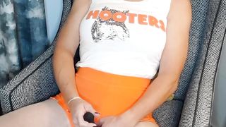 Bosoms trans doll joys herself with a magic wand