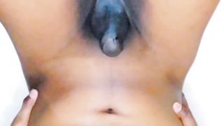 Ebony sissy tey stiff to urinate on own gullet in upside-down stance