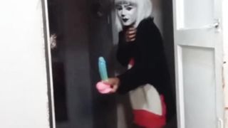 lovely elf Femboy frolicking with her Smallish rump with faux-cock