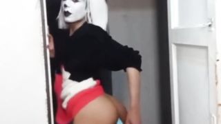 lovely elf Femboy frolicking with her Smallish rump with faux-cock