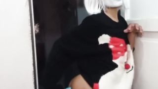 lovely elf Femboy frolicking with her Smallish rump with faux-cock