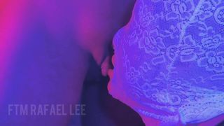 TRANS FTM DUDE GETS A DT BY DAMSELS - IMMENSE CLITTIE FTM LABIA GARGLING