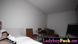 Cute Asian ladyboy gives hot blowjob