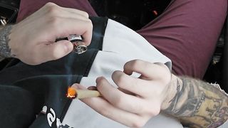 Trans Dude Makes His FTM Man meat Jizz Rigid in Van (Masculine Screaming ASMR) Smoking Fetish