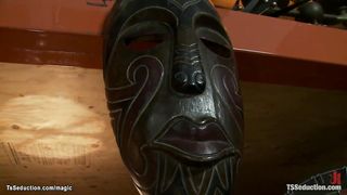 Ebony transgender princess humps thief clerk