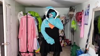 Plush Gardevoir Hoodie and vinyl Layers, Breathplay, and Plumb Ball Gag
