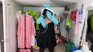 Plush Gardevoir Hoodie and vinyl Layers, Breathplay, and Plumb Ball Gag