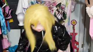 Kigurumi vinyl Suit Breathhood and Tube under mask Breathplay