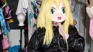 Kigurumi vinyl Suit Breathhood and Tube under mask Breathplay