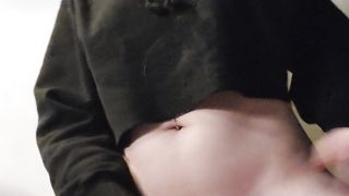 femboy milking off onto their lingerie and flashing their orbs