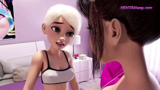 Condom Broke! Beautiful FUTA Stepsisters Unprotected ANAL Creampie