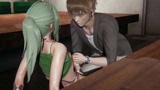 Blair the hermaphroditism gal with green hair gets assfuck plumb in public