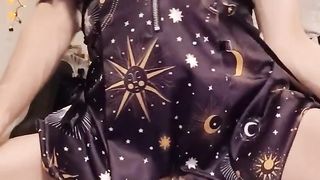 Beautiful dangled trans witch inhales herself and gets a face total of jizm!