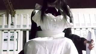 Bodyhose Maidsuit Femboy Get Haunted By Dogs While Exhibiting&Stroking