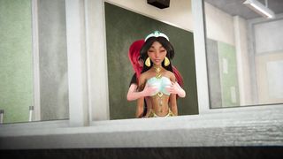 Jasmine gets creampied by Ariel dressed in black pantyhose - The Lil Mermaid Porno
