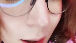 Nerdy Trans lady fails No Sack November and guzzles her own jism