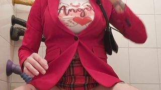 Sissy student cockslut urinates while railing a fuck stick