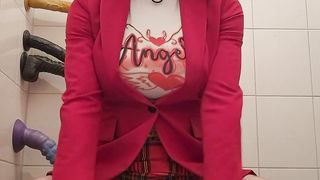 Sissy student cockslut urinates while railing a fuck stick