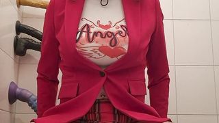 Sissy student cockslut urinates while railing a fuck stick