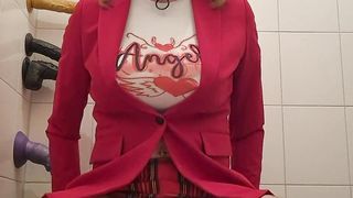 Sissy student cockslut urinates while railing a fuck stick