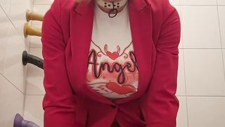 Sissy student cockslut urinates while railing a fuck stick