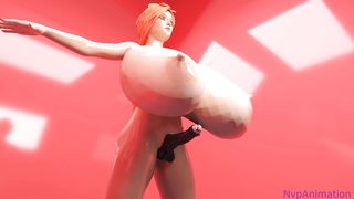 nymph red-haired futa long jug expansion growth (three dimensional toon)