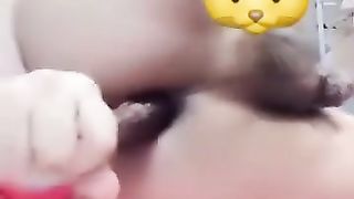 Horny bitch taking egg plant