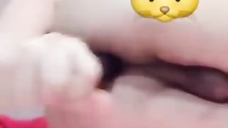 Horny bitch taking egg plant