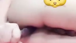 Horny bitch taking egg plant